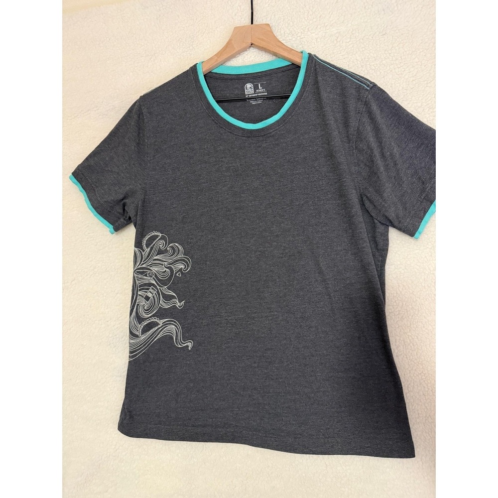 Taco Bell Shirt Womens Large Gray Ringer Graphic Tee Mountain Dew Baja Blast